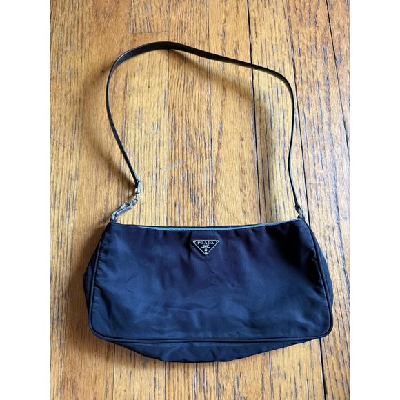 Prada Tessuto Nylon Shoulder Bag Womens Black Mini Hobo Strap Made in Italy - Picture 1 of 10